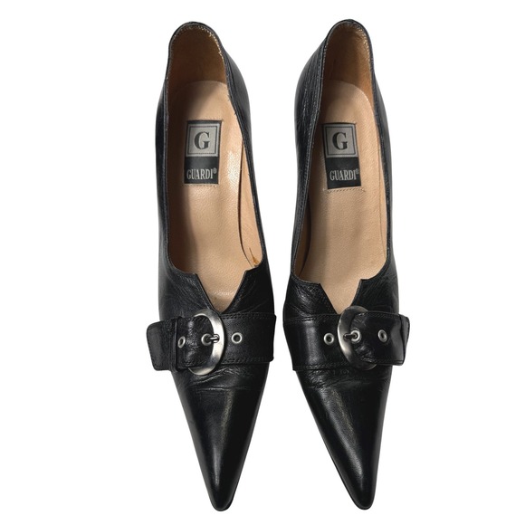Guardi Shoes - Guardi Vintage 90s Pointed Toe Buckle Pumps Black Size 37